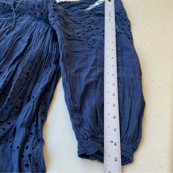 Free People One Lottie Eyelet Lace Navy Mini Dress Women’s Size SP - Picture 7 of 9